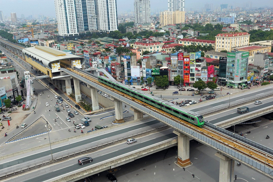 Hệ thống tàu điện trên cao tại Hà Nội. Ảnh: sưu tầm