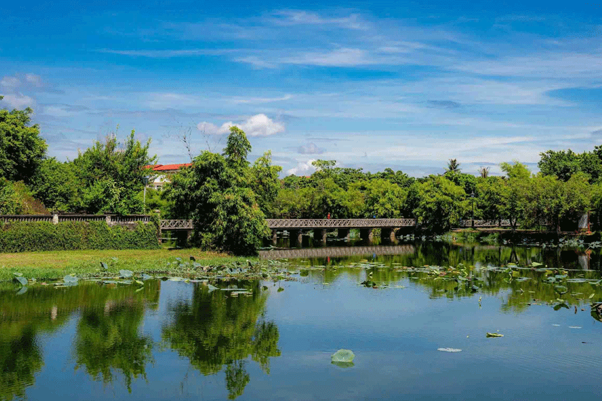 Không gian xanh mát xung quanh hồ Tịnh Tâm. Ảnh: sưu tầm