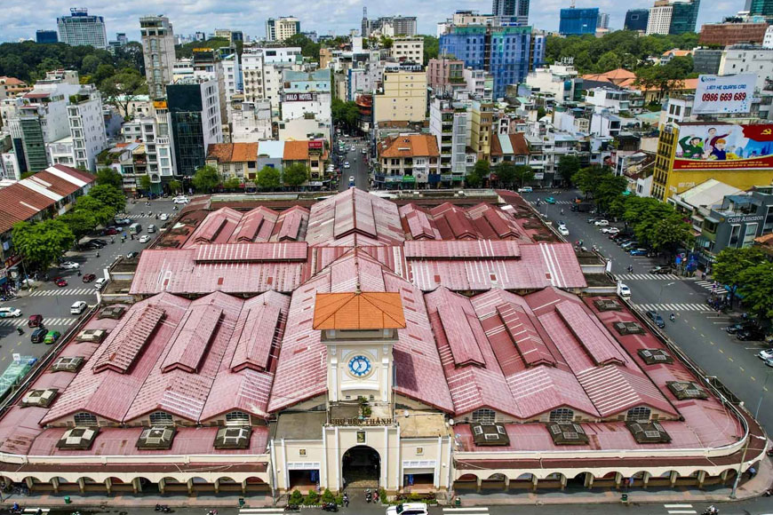 Chợ Bến Thành nhìn từ trên cao. Ảnh: Sưu tầm 