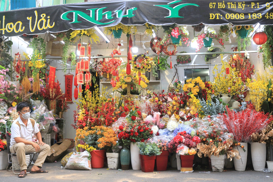 Gian hàng hoa tại chợ Hồ Thị Kỷ. Ảnh: sưu tầmGian hàng hoa tại chợ Hồ Thị Kỷ. Ảnh: sưu tầm