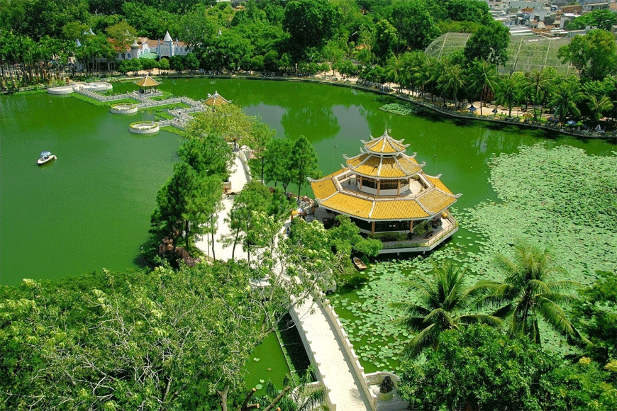 Vẻ đẹp xanh mát tại Đầm Sen. Ảnh: sưu tầm