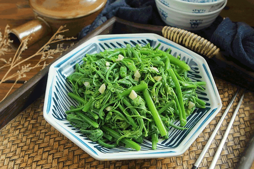 Ngọn su su xào thơm ngon, hấp dẫn. Ảnh: sưu tầm