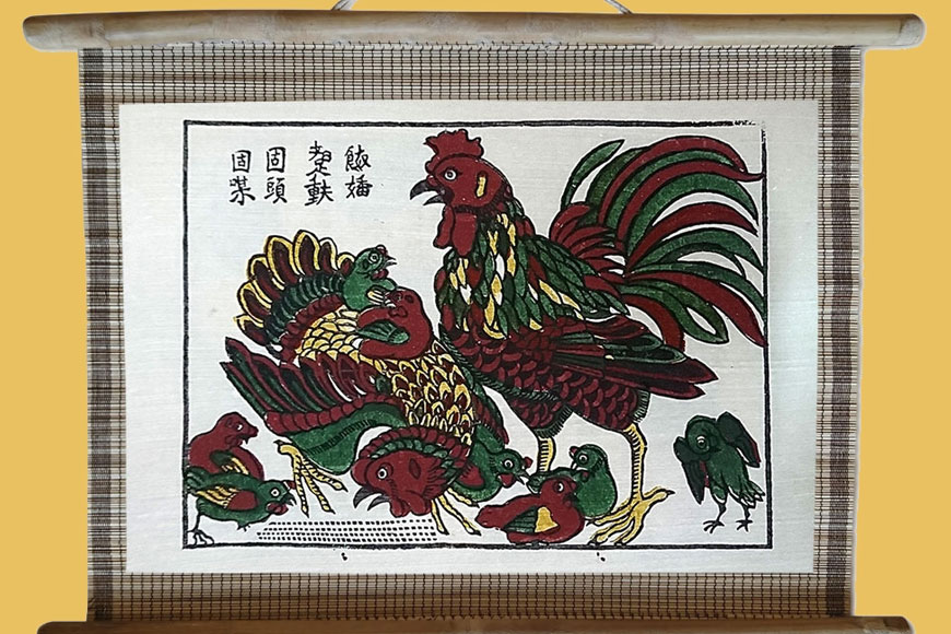 Gà Hồ trong tranh dân gian Đông Hồ. Ảnh: Sưu tầm